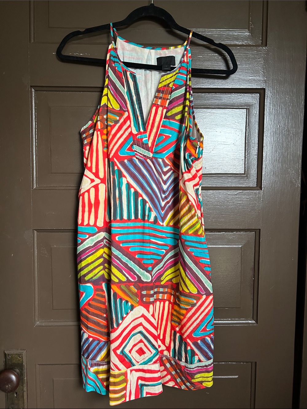 J. Crew Multicolor Geometric Midi Dress